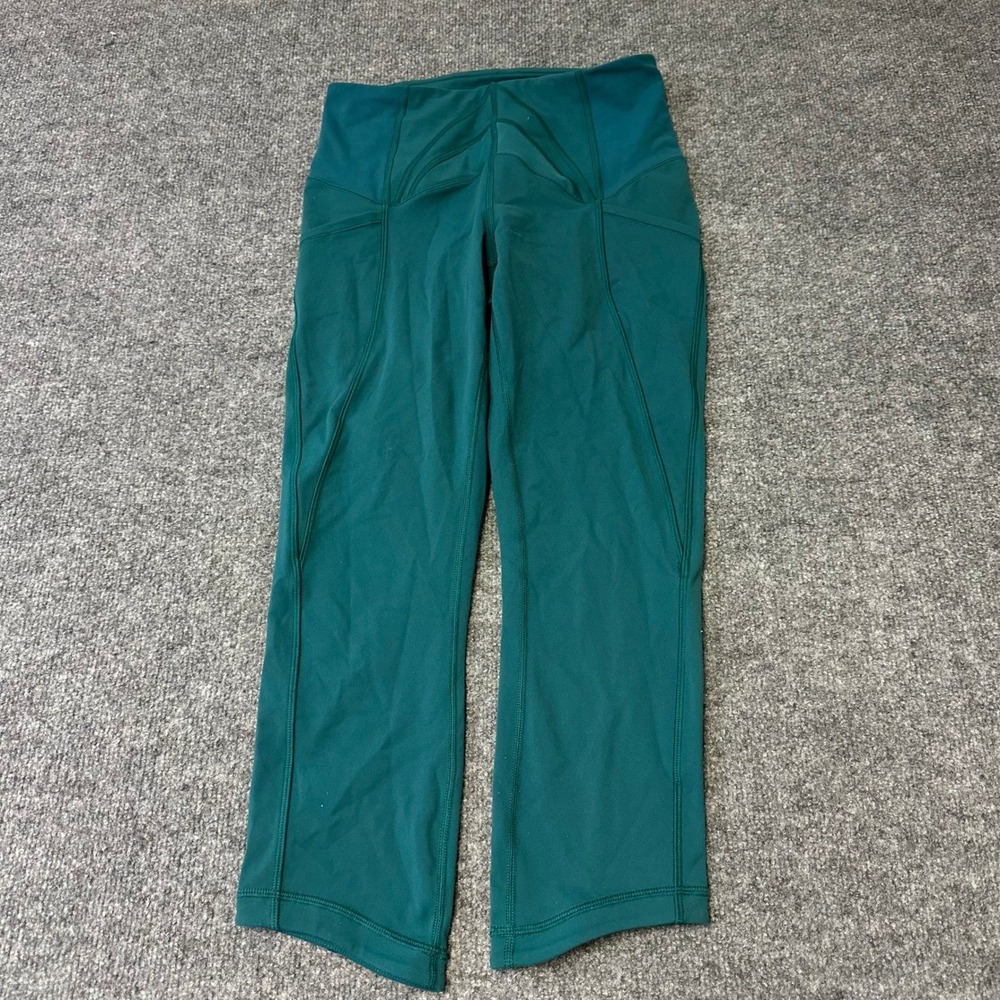 Lululemon Leggings Womens Size 6 Teal Green High Rise Mesh Crop Athletic Yoga